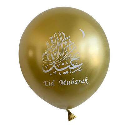 10pcs Eid Mubarak Metal Latex Balloon Ramadan Kareem Decoration Air Globos Ramadan Mubarak Muslim Islamic Festival Party Decor