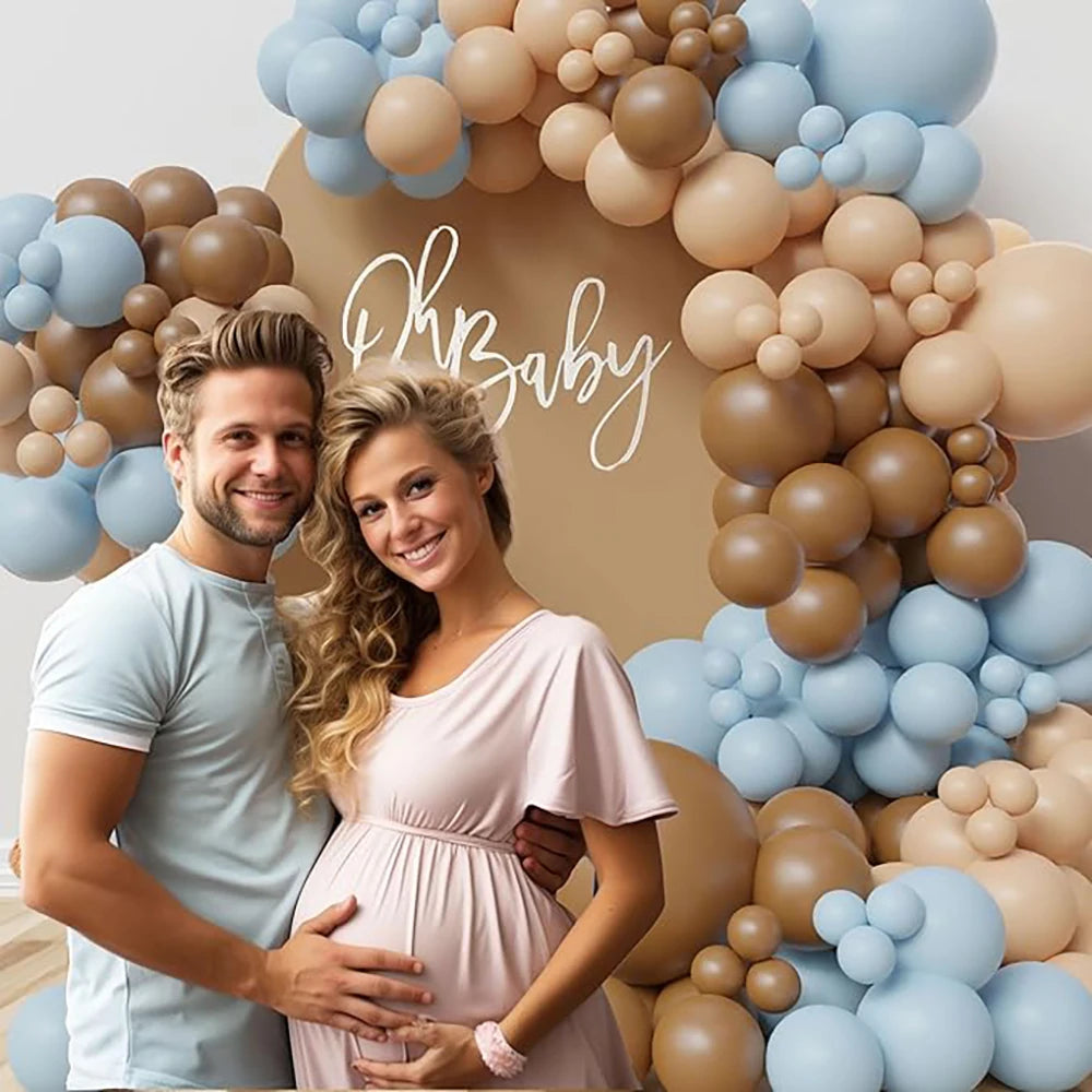 115pcs Baby Blue Balloons Garland Birthday Party Decor Balloon Arch Kit Skin Khaki Globos Baby Shower Gender Reveal Decoration
