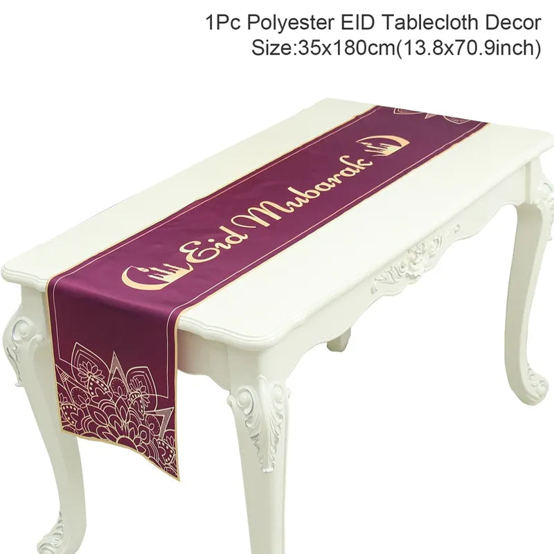 EID Mubarak Table Runner Ramadan Decorations 2024 for Home Tablecloth Ramadan Kareem Eid Al Adha Islamic Muslim Party Decoration