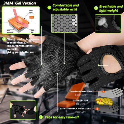MOREOK Gym Gloves Beathable Full Palm Protect Fitness Training Workout Gloves Anti-Slip Weight Lifting Gloves Exercise Glove Men