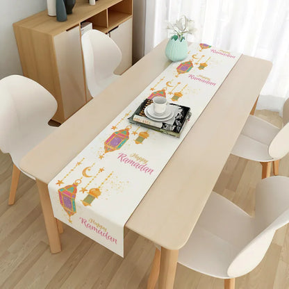 EID Mubarak Table Runner Ramadan Decorations 2024 for Home Tablecloth Ramadan Kareem Eid Al Adha Islamic Muslim Party Decoration