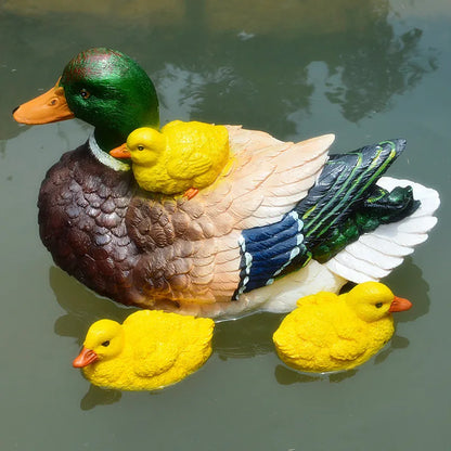 Cute Resin Floating Duck Statue Outdoor Garden Pond Fish Tank Decorative Swimming Wild Duck Sculpture for Garden Decor Ornament