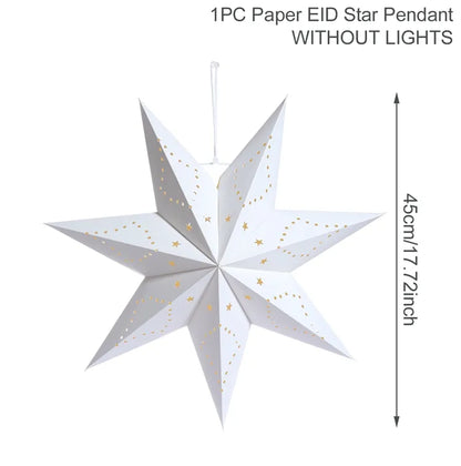 Eid Mubarak Hollow Out Star Hanging Pendant Christmas Ramadan Decor for Home Islam Muslim Party Mubarak Eid Al Adha Kareem