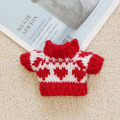 Mini Doll'S Clothes Outfit Accessories for Labubu for Elf Doll Knitted Christmas Love Twisted Solid Santa Sweater Clothing