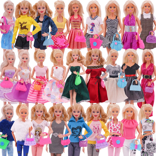 5Pcs Set of Barbies Doll Toy Clothes Accessories Barbies Clothes for Barbie Doll&1/6 BJD Blythe Shoes Mini Dress Bags Toy