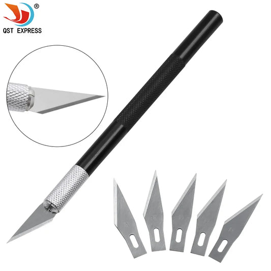 1 Set Precision Hobby Knife Metal Handle With Blades for Arts Wood Carving Tools Crafts Phone PCB Repair Multi DIY Hand Tools
