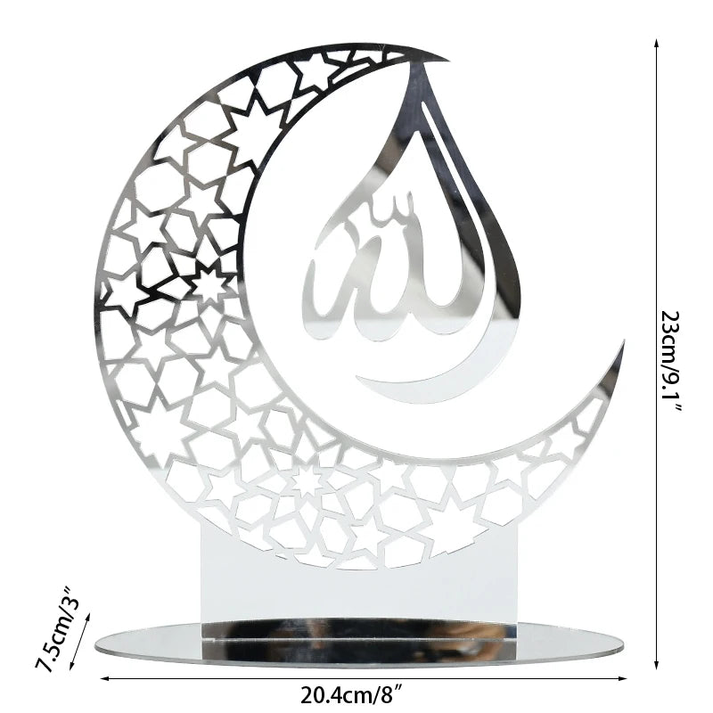Hollow Out Ramadan Moon Acrylic Table Ornament Eid Mubarak DIY Decoration for Home Kareem Eid Gift Islamic Muslim Party Supplies