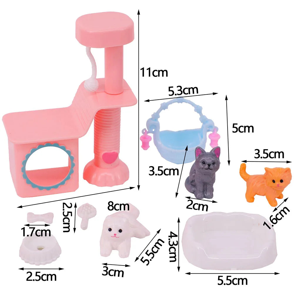 Barbies Doll House Furniture Bed Table Chair Plastics Cleaning Tools for 11.8inch Barbies Accessories Mini Furniture Model Gifts