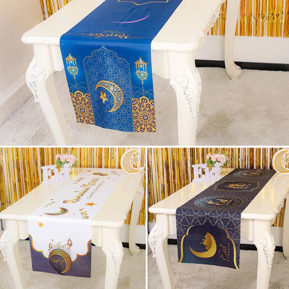 EID Mubarak Table Runner Ramadan Decorations 2024 for Home Tablecloth Ramadan Kareem Eid Al Adha Islamic Muslim Party Decoration