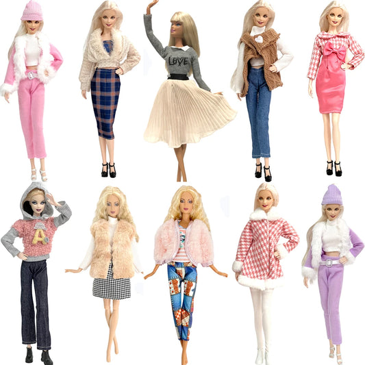 NK Official Mix Style Clothing Fashion Clothing Soft Fur Coat  Doll  Dress Casual Wear Clothes for Barbie Doll Accessories JJ