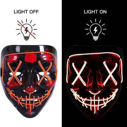 Halloween Mask LED Light Up Full Face Mask,Holiday Cosplay Halloween Costume Masquerade Party Carnival Gift