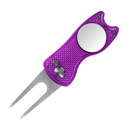 1pc Foldable Golf Divot Repair Tool With Golf Ball Tool Pitch Groove Cleaner Golf Accessories Putting Green Fork Training Aids