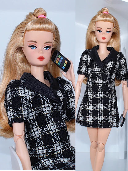 Long Brown Suit Coat  /Woolen Clothes Overcoat Clothing Outfit for 1/6 BJD Xinyi FR ST Barbie Doll / 30cm Doll Clothes Xmas