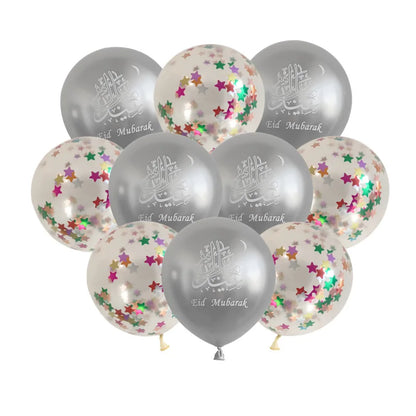 10pcs Eid Mubarak Metal Latex Balloon Ramadan Kareem Decoration Air Globos Ramadan Mubarak Muslim Islamic Festival Party Decor