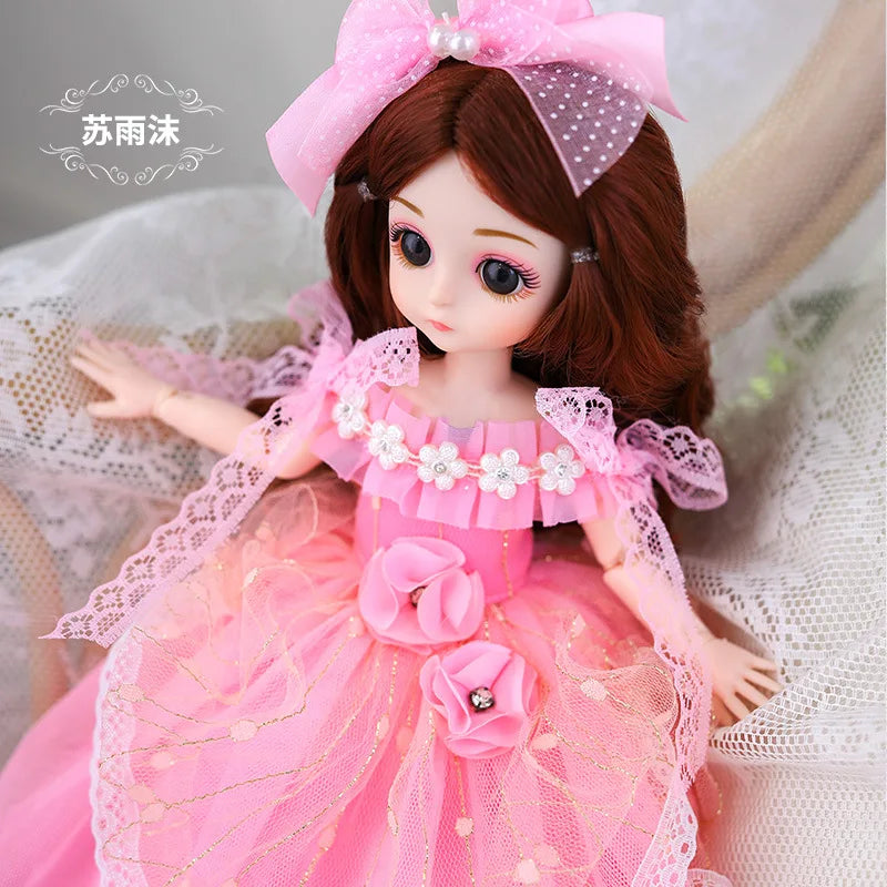 New 30cm BJD Doll Toy for Girls Children Retro Classic Wedding Dress Lolita Noble Rabbit Girl Holiday Birthday Gift Long Hair
