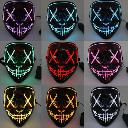 Wireless Halloween Neon LED Purge Mask Masque Masquerade Party Masks Light Grow in the Dark Horror Mask Glowing Masker
