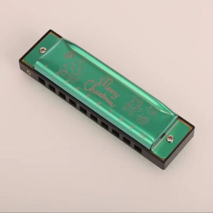 Conjurer 10 Hole Bules Harmonica 2pcs Set Red and Green for Kids Friends Festival Christmas Gift