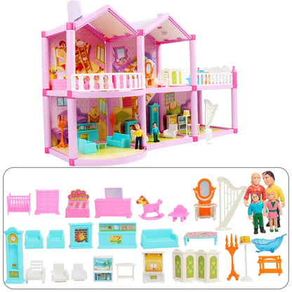 New DIY Family Doll House Dolls Accessories Toy With Miniature Furniture Garage DIY Doll House Casa Toys for Girls Birthday Gift
