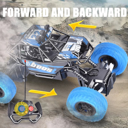 Remote Control Car With Colorful Flashing Lights, Rubber Wheels, Off-Road Toy Car Suitable for Christmas Children's Gifts