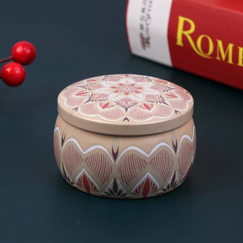 1PC Vintage Candle Tin Can Candy Cookie Storage Box Dry Spice Storage Jar Suitable DIY Candle Cosmetic Ointment Making Christmas