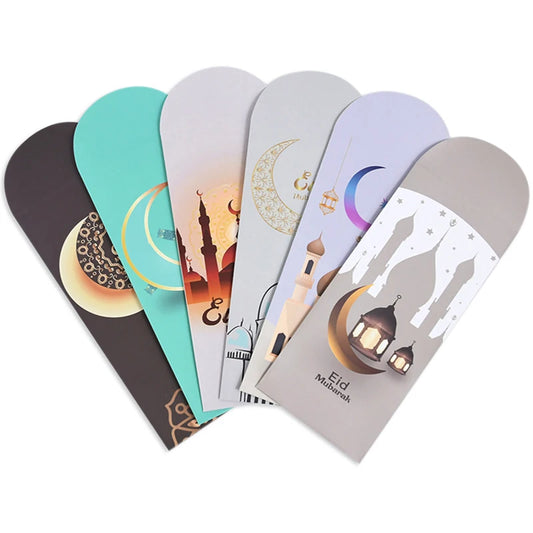 6Pcs/Set Eid Mubarak Cash Envelopes Money Cards Paper Bag 2023 Ramadan Mubarak Decoration Islamic Muslim Eid Al-Fitr Gift Favors
