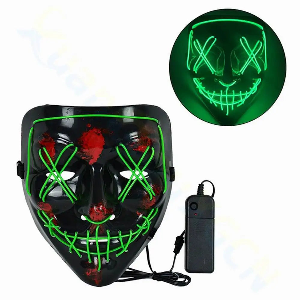 Cosmask Halloween Neon Mask Led Mask Masque Masquerade Party Masks Light Glow in the Dark Funny Masks Cosplay Costume Supplies