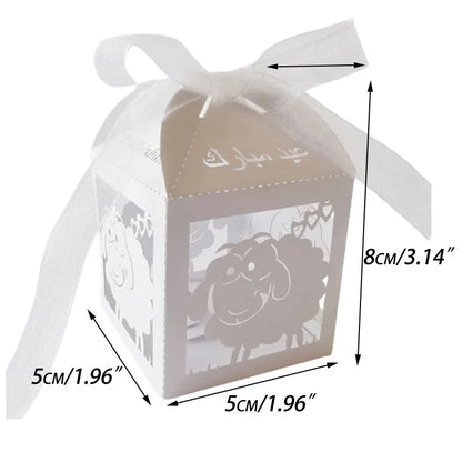 10Pcs Sheep Eid Mubarak Favors Candy Boxes Lace Ramadan Kareem Gift Boxes Islamic Muslim Happy Al-Fitr Eid Event Party Supplies