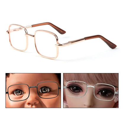 Metal Doll Glasses Square Eyeglasses Pet Glasses American Grils Glasses Fashion Toy Photo Props Doll Accessories