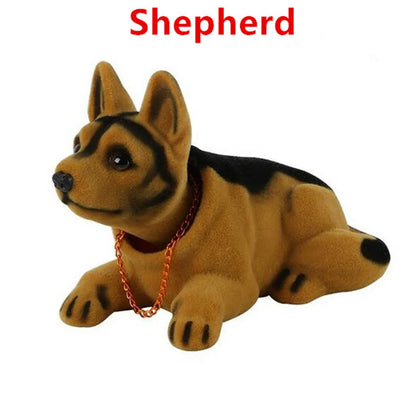 Car Ornament Nodding Dog Creative Shaking Head Puppy Dog Car Dashboard Doll Bobblehead Dog Toy Lucky Gold Chain Rocking Head Dog