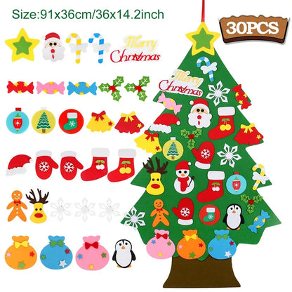 Kids DIY Felt Christmas Tree Merry Christmas Decorations for Home 2023 Christmas Ornaments Navidad 2024 New Year Gifts Xmas Tree
