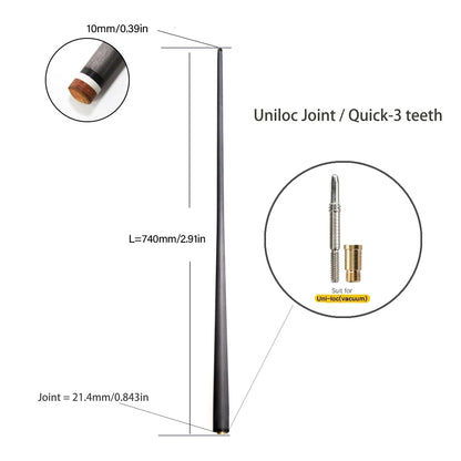 Customized 100% Carbon Fiber Shaft Billiard Pool Cue Stick 10/12/12.4/12.9/13.9mm Shaft Uni-Loc Joint Single Shaft