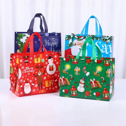 4pcs Christmas Gift Bag Santa Claus Snowman Non-Woven Tote Bag Candy Gift Packaging Bag 2023 Christmas Party Home Navidad Noel