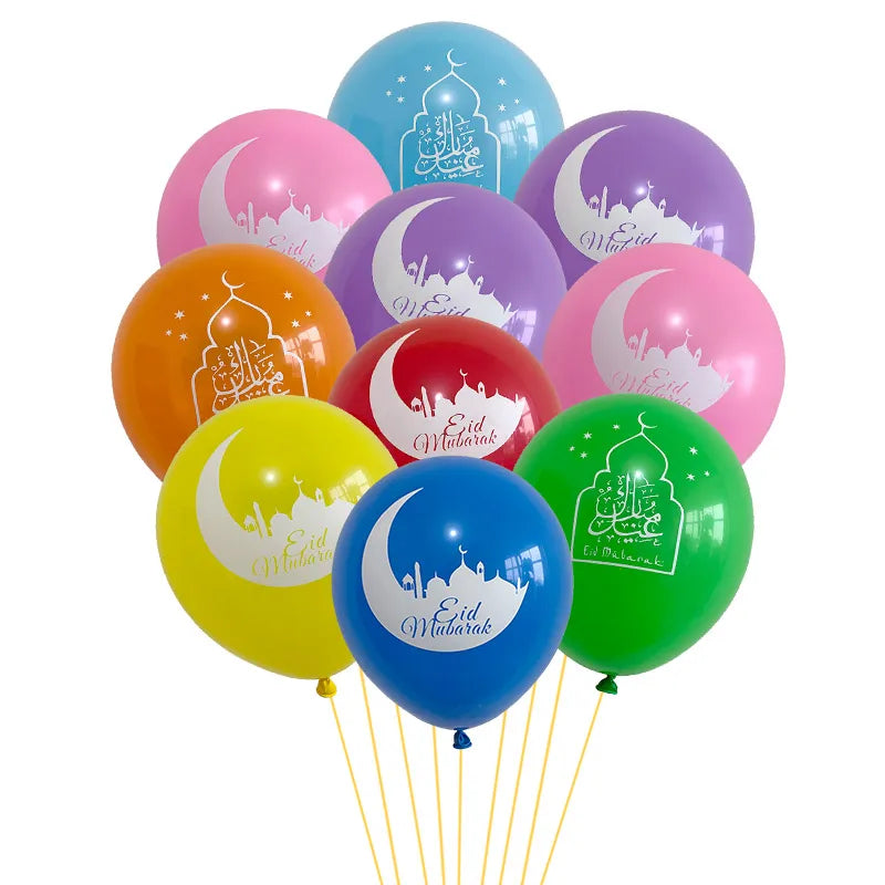 10pcs Eid Mubarak Metal Latex Balloon Ramadan Kareem Decoration Air Globos Ramadan Mubarak Muslim Islamic Festival Party Decor