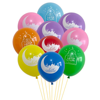 10pcs Eid Mubarak Metal Latex Balloon Ramadan Kareem Decoration Air Globos Ramadan Mubarak Muslim Islamic Festival Party Decor