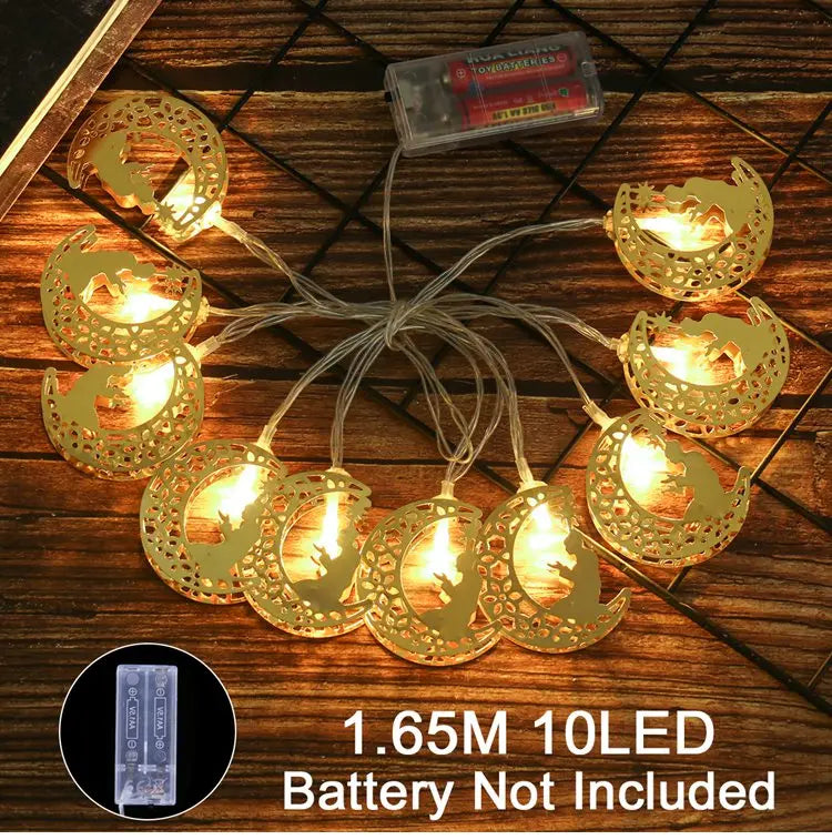 Moon Star Led String Lights Eid Mubarak Decor Ramadan Decoraion for Home 2024 Ramada Kareem Muslim Islam Al Adha Party Supplies
