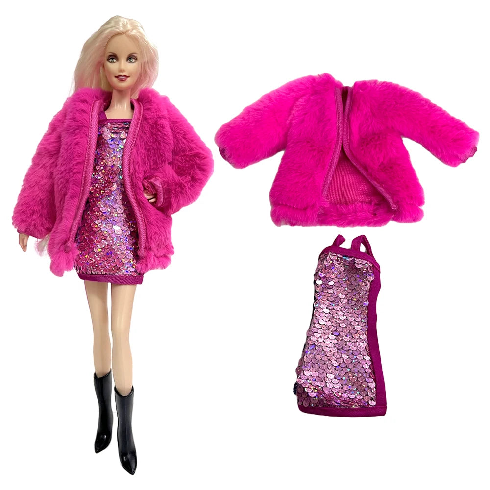 NK 1 Set 30CM Princess Clothes Outfit Dress Fashion Coat  Pants Clothes for Barbie Doll Accessories Girl Toy  JJ