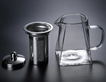 New Heat Resistant Glass Teapot With Stainless Steel Infuser Heated Container Tea Pot Good Clear Kettle Square Filter Baskets