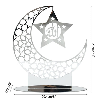 Hollow Out Ramadan Moon Acrylic Table Ornament Eid Mubarak DIY Decoration for Home Kareem Eid Gift Islamic Muslim Party Supplies