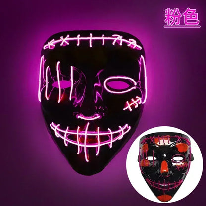 Wireless Halloween Neon LED Purge Mask Masque Masquerade Party Masks Light Grow in the Dark Horror Mask Glowing Masker