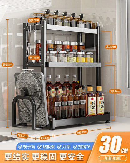 Thickening Upgrade Kitchen Storage Rack Stainless Steel Seasoning Chopsticks Shelf Organizer Knife Jar Kitchen Organizer Tools