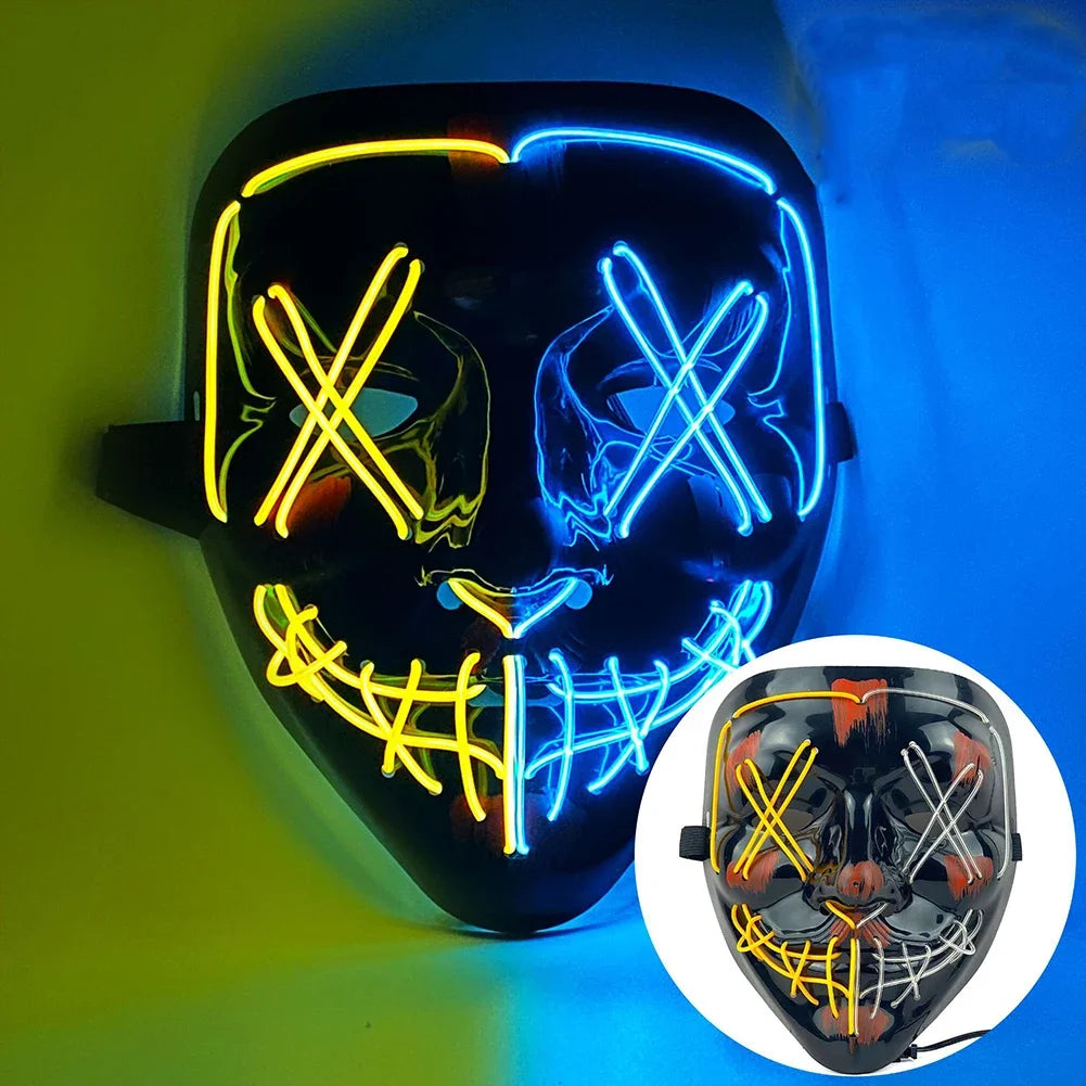 Halloween Mask LED Light Up Full Face Mask,Holiday Cosplay Halloween Costume Masquerade Party Carnival Gift