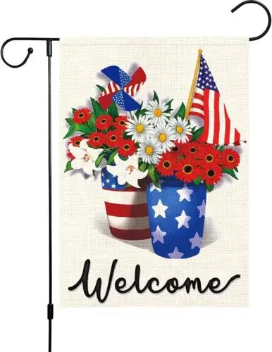 Patriotic Memorial Day USA Garden Flag 12x18 Double Sided Vertical, Small