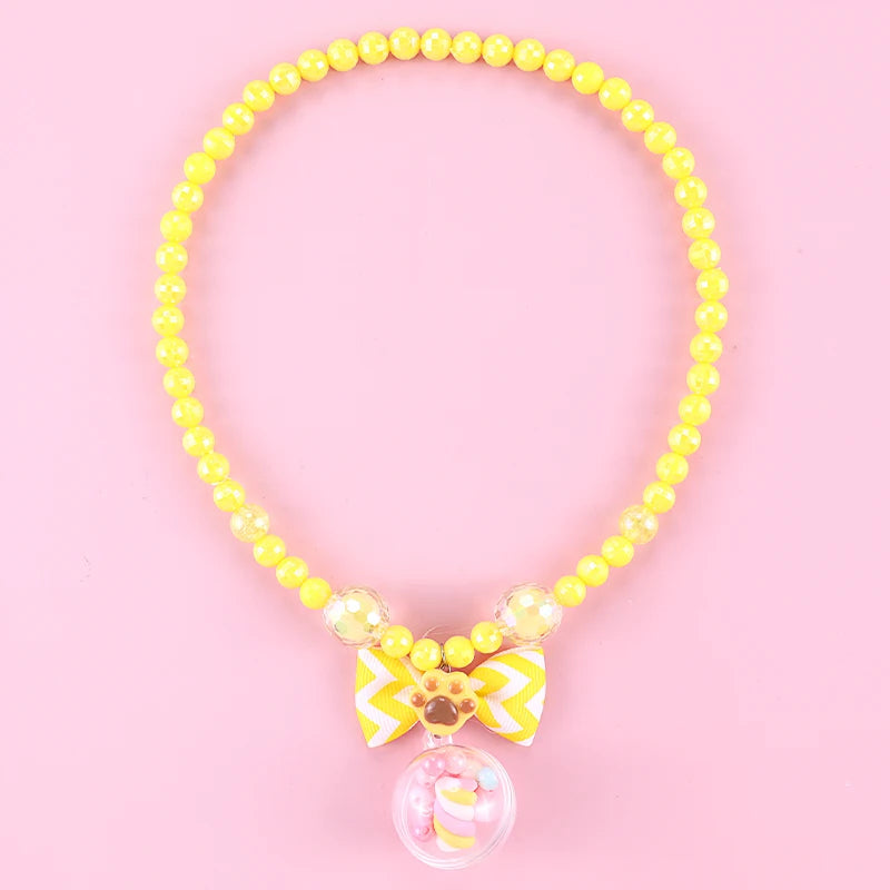 Makersland Cute Princess Children Charm Beads Necklace Kids Pendant Necklace for Baby Girl Jewelry Gifts Christmas Presents 2020