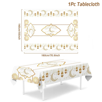 Eid Mubarak Tablecloths Ramadan Decoration for Home 2024 Islamic Muslim Party Decor Ramadan Tableware Supplies Eid Al Adha Gift