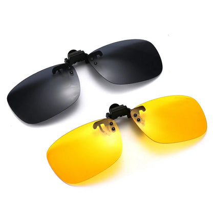 2PCS Clip on Sunglasses Polarized Driving Glasses Clip Up Clip-On Glasses Night Vision for Driving Fishing Cycling Walking