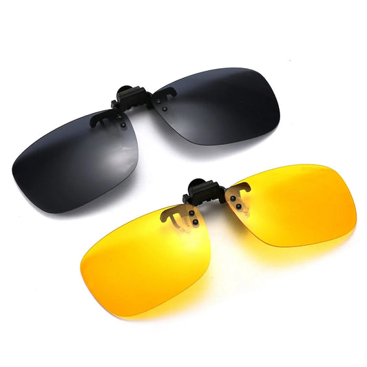 2PCS Clip on Sunglasses Polarized Driving Glasses Clip Up Clip-On Glasses Night Vision for Driving Fishing Cycling Walking