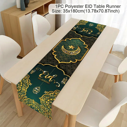 EID Mubarak Table Runner Ramadan Decorations 2024 for Home Tablecloth Ramadan Kareem Eid Al Adha Islamic Muslim Party Decoration