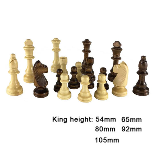 32 Pieces Wooden Chess King Height 54/65/80/92/105mm Chess Game Set Chessmen Competitions Chess Set Kid Chess IA14