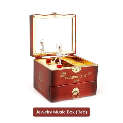 Musical Box With Rotating Dancing Girl Retro Engraved Mini Romantic Jewelry Box Classical Christmas Decoration Christmas Gift