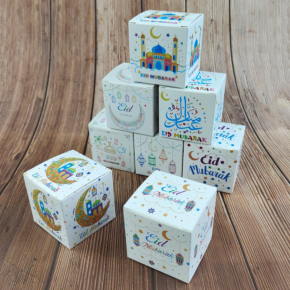 5Pcs Eid Mubarak Gift Box Ramadan Candy Cookie Boxes for Kids Ramadan Packaging Eid Gift Packing Box Ramadan Decoration 2024